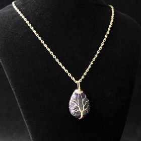 Water Drop Natural Crystal Stone Necklace Women's Fashion Accessories 2023 New In (Style: Amethyst)