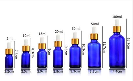 Glass Fine Oil Bottle Avoid Light Glue Head Dropper Bottle Essence Stock Bottling Cosmetics (Option: Blue-50ml)